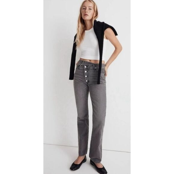 Madewell The '90s Straight Jean Women's Size 29 in Burwick Wash Button Fly EUC - Picture 1 of 14